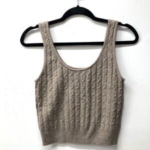 Gap Cable Knit Sweater Tank Top Vest, Size Small, Taupe Soft Flannel Tapered